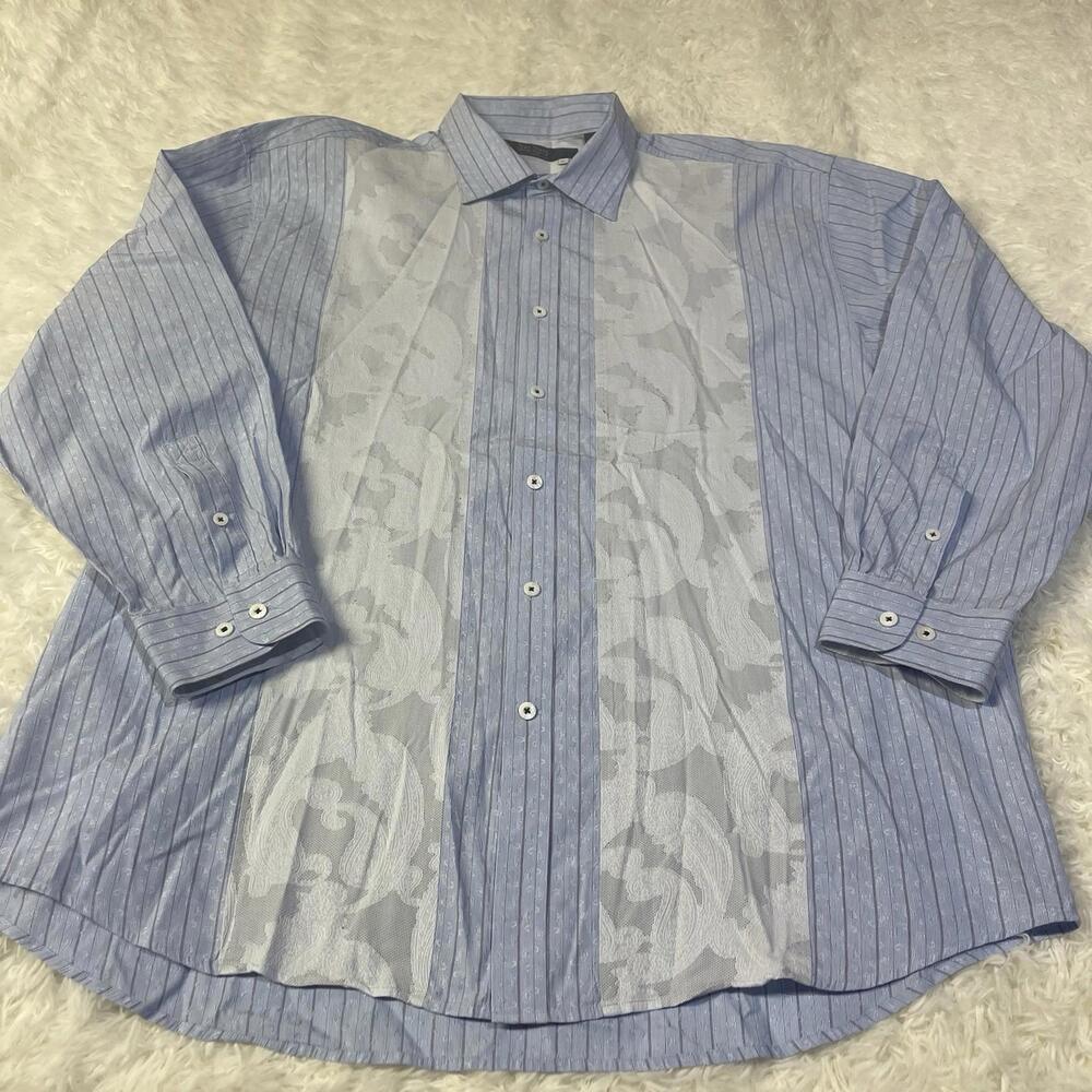 Nat Nast Luxury Light Blue Lace Dress Shirt, Sz XL